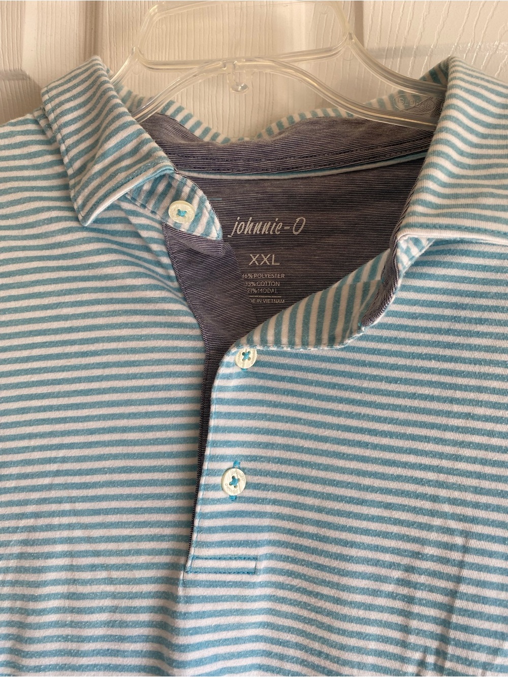 Johnnie-O XXL Striped Performance Polo Shirt Blue White Golf